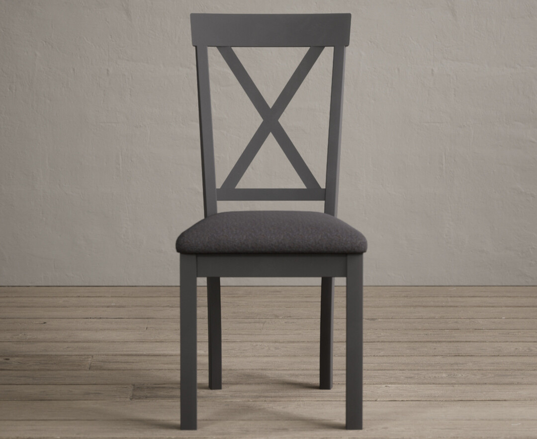 Hertford Charcoal Grey Dining Chairs With Charcoal Grey Fabric Seat Pad