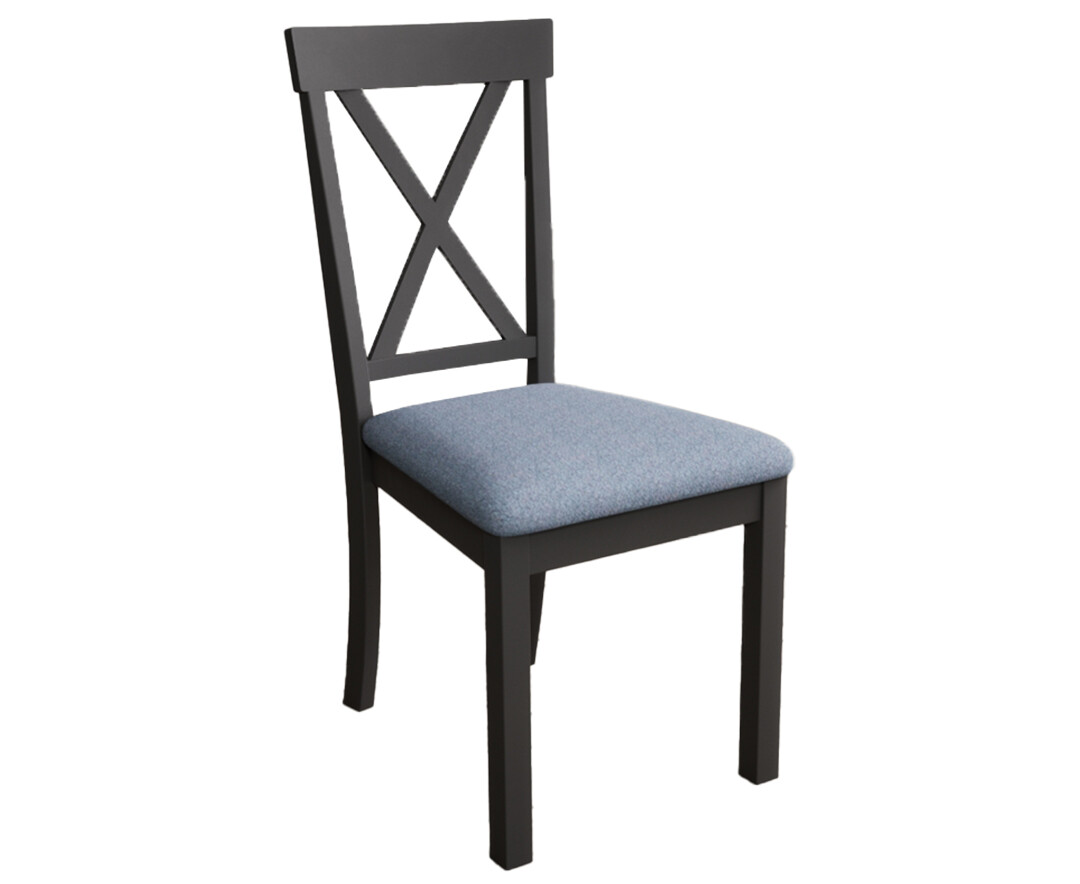 Photo 4 of Hertford charcoal grey dining chairs with blue fabric seat pad