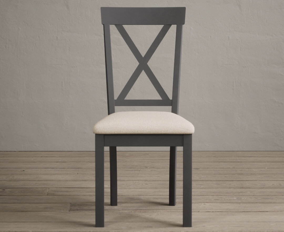 Product photograph of Hertford Charcoal Grey Dining Chairs With Linen Seat Pad from Oak Furniture Superstore