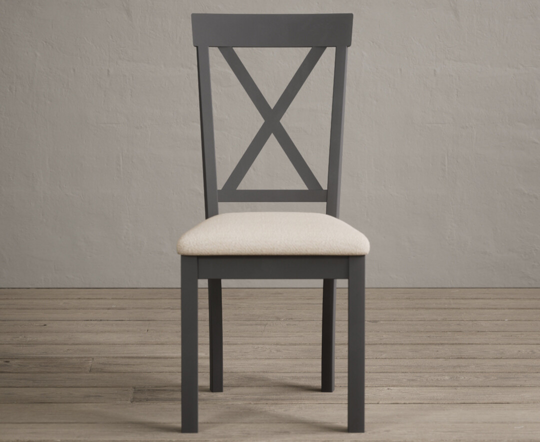 Hertford Charcoal Grey Dining Chairs With Linen Seat Pad