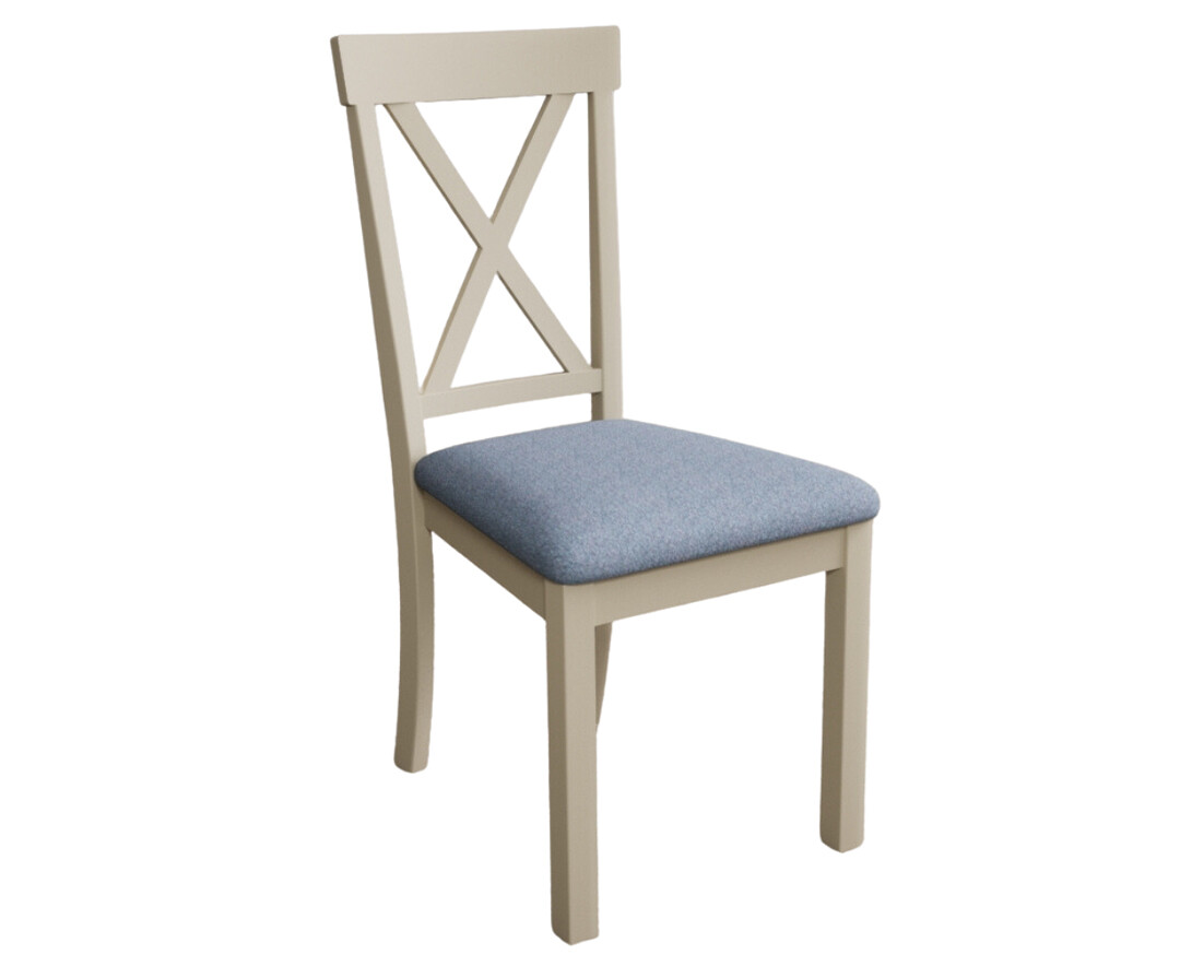 Photo 3 of Hertford cream dining chairs with blue fabric seat pad