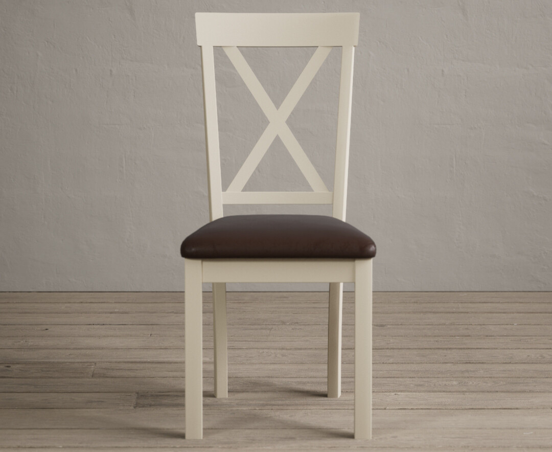Hertford Cream Dining Chairs With Chocolate Brown Fabric Seat Pad