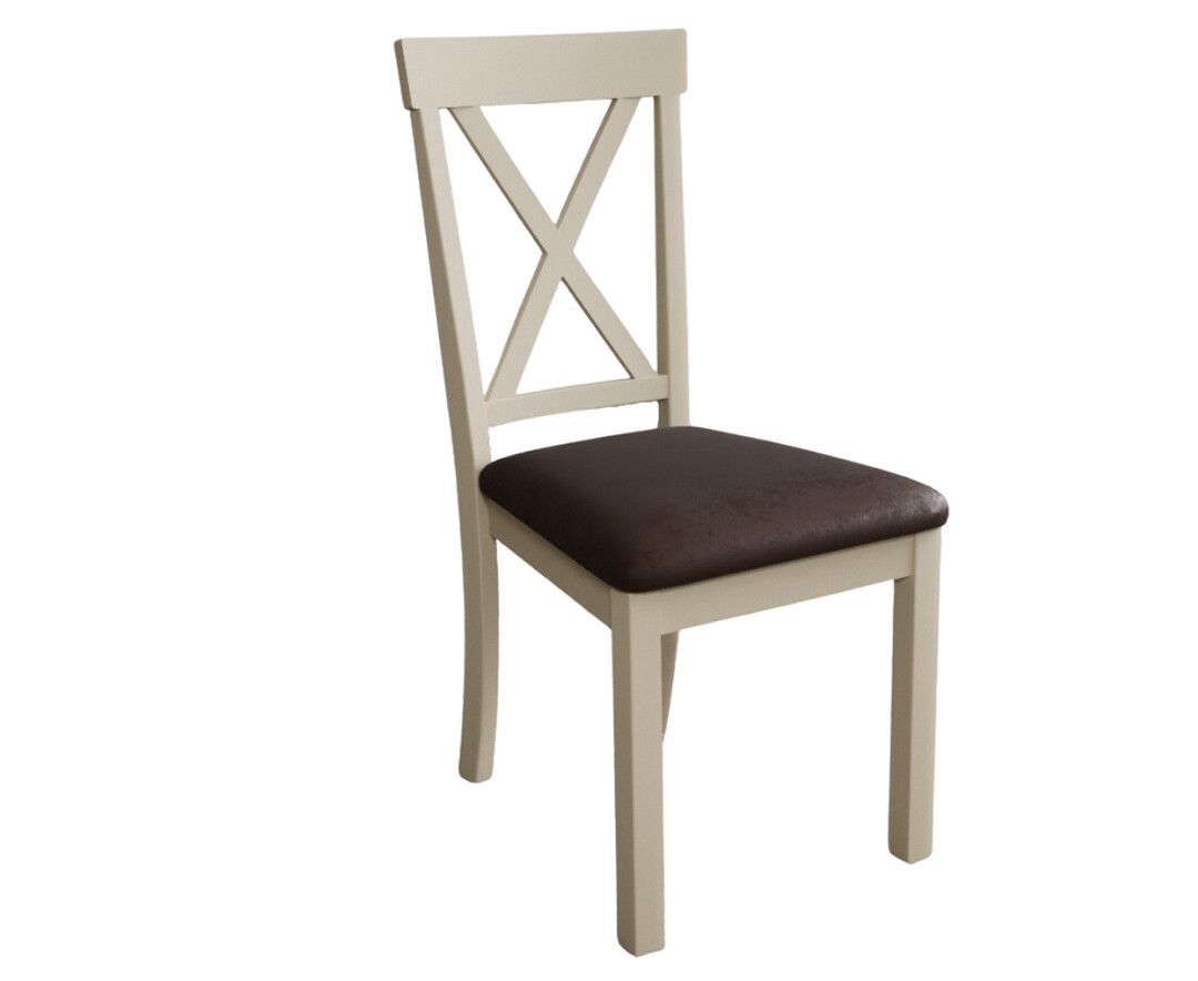Photo 3 of Hertford cream dining chairs with brown suede seat pad