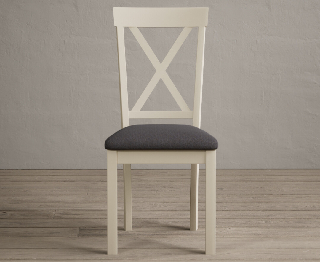 Product photograph of Hertford Cream Dining Chairs With Charcoal Grey Fabric Seat Pad from Oak Furniture Superstore