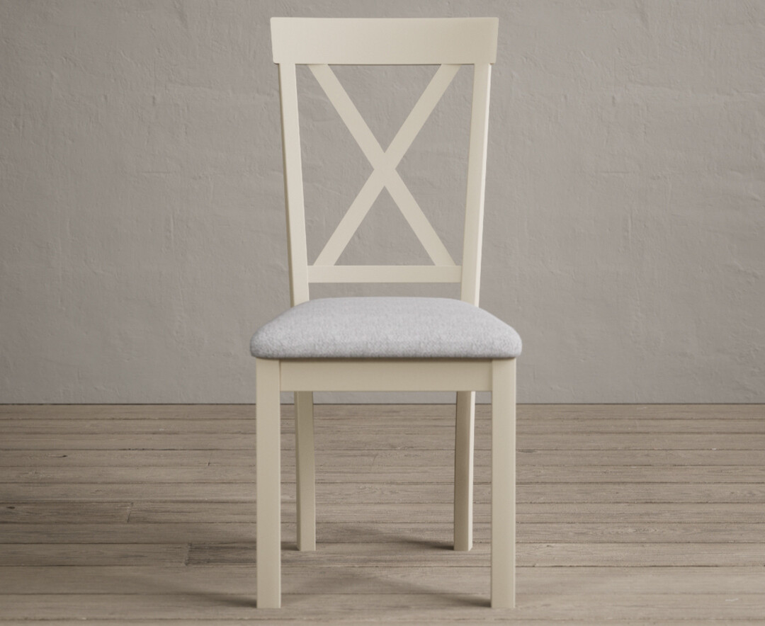 Product photograph of Hertford Cream Dining Chairs With Light Grey Fabric Seat Pad from Oak Furniture Superstore
