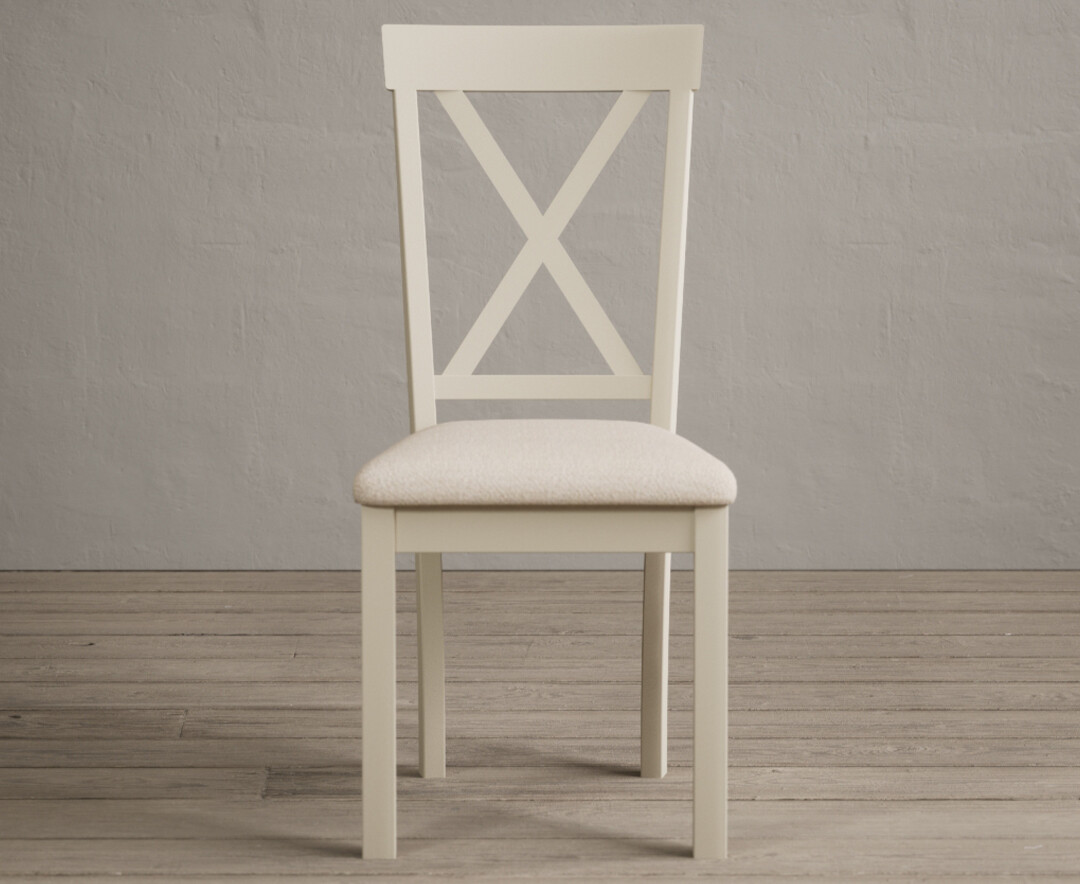 Product photograph of Hertford Cream Dining Chairs With Linen Seat Pad from Oak Furniture Superstore