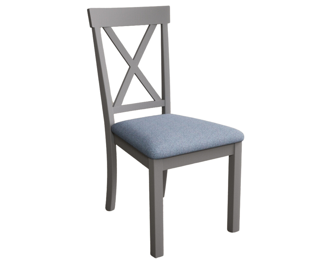 Photo 3 of Hertford light grey dining chairs with blue fabric seat pad