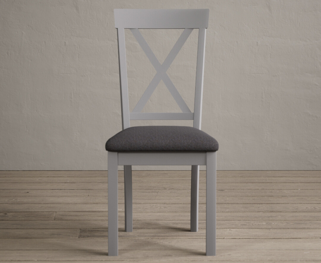 Product photograph of Hertford Light Grey Dining Chairs With Charcoal Grey Fabric Seat Pad from Oak Furniture Superstore