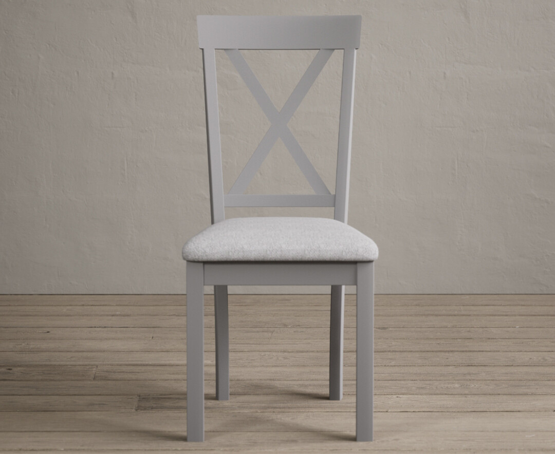 Product photograph of Hertford Light Grey Dining Chairs With Light Grey Fabric Seat Pad from Oak Furniture Superstore