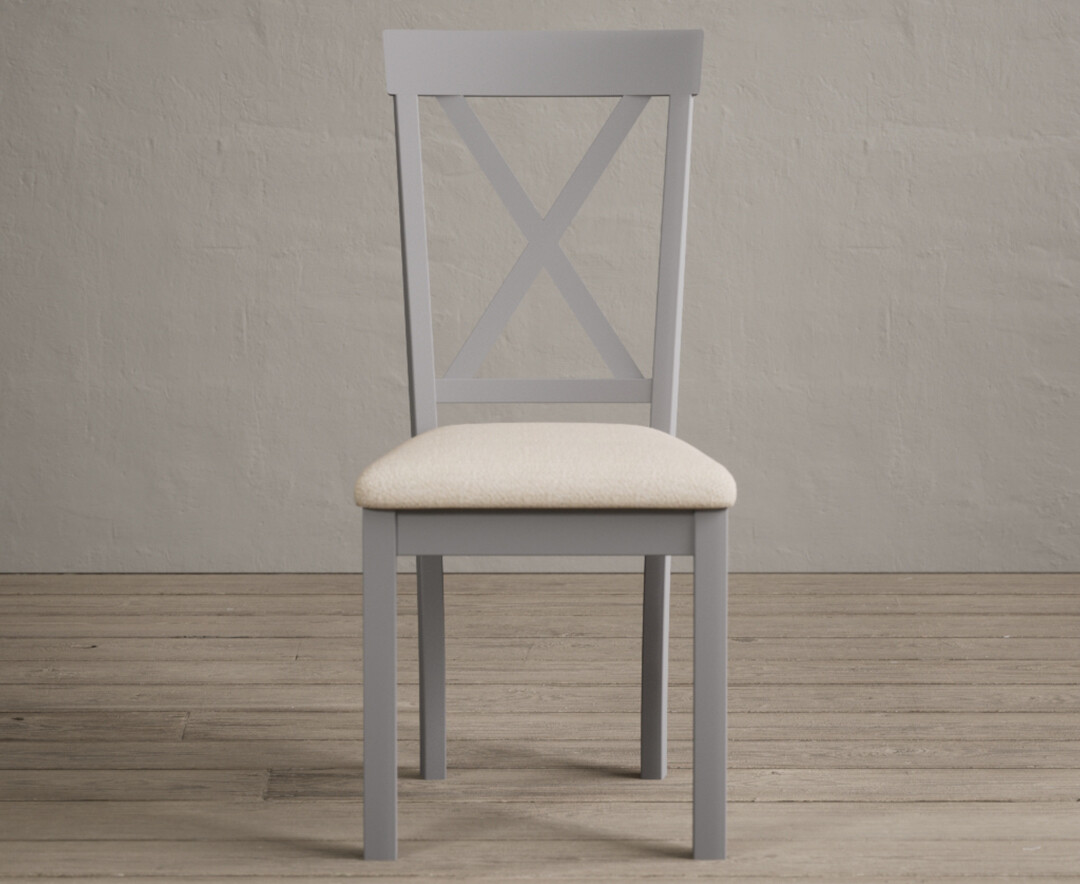 Product photograph of Hertford Light Grey Dining Chairs With Linen Seat Pad from Oak Furniture Superstore