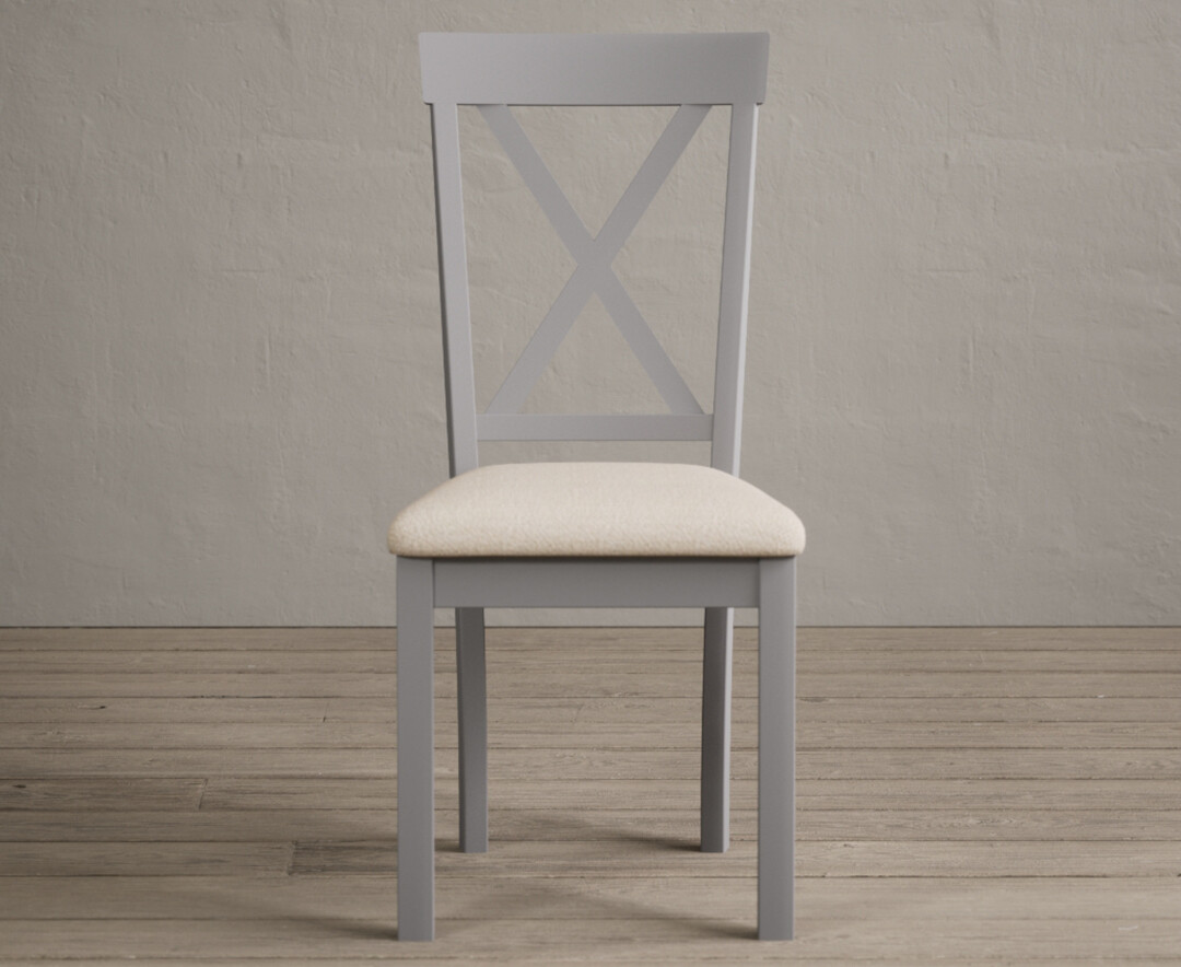 Hertford Light Grey Dining Chairs With Linen Seat Pad