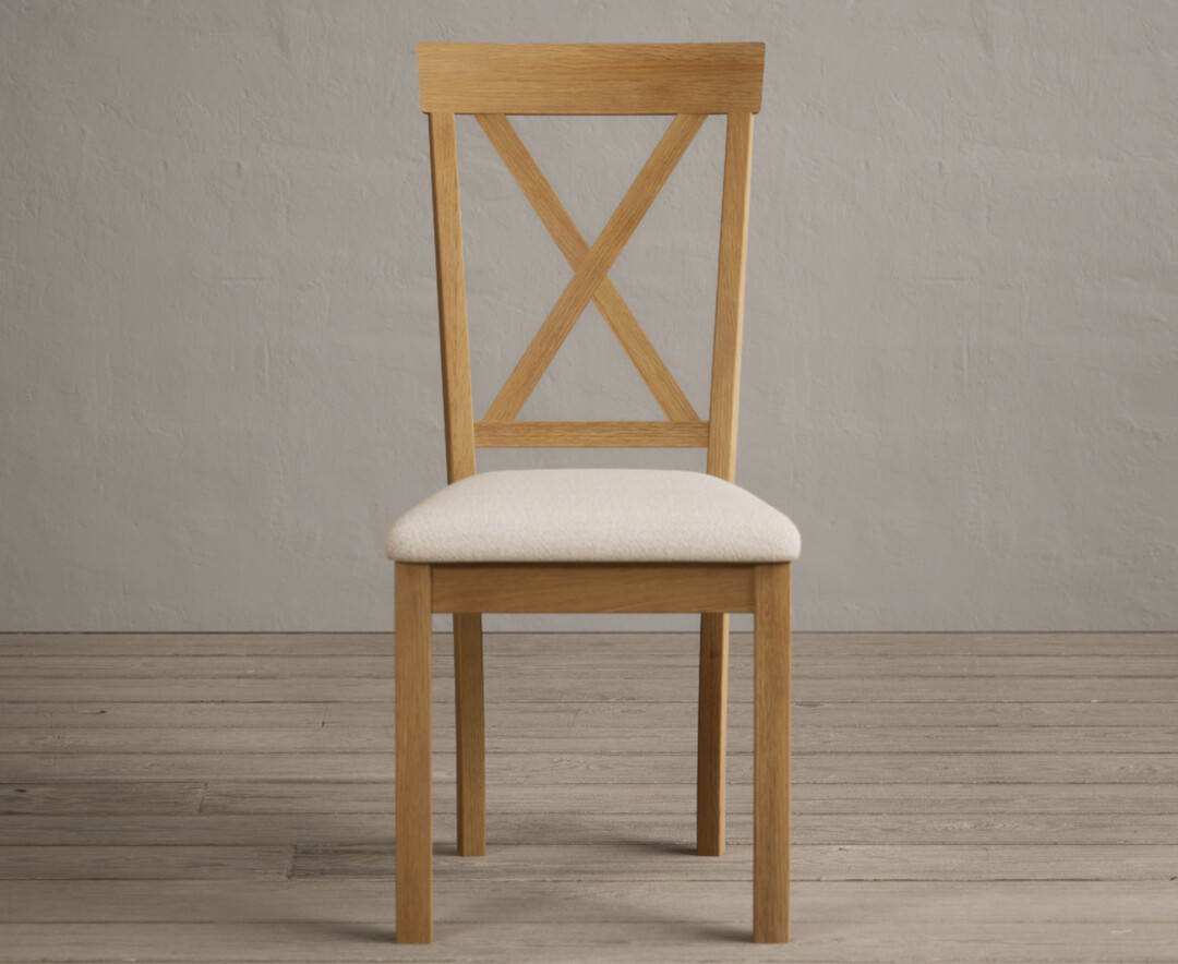 Product photograph of Hertford Solid Oak Dining Chairs With Linen Seat Pad from Oak Furniture Superstore