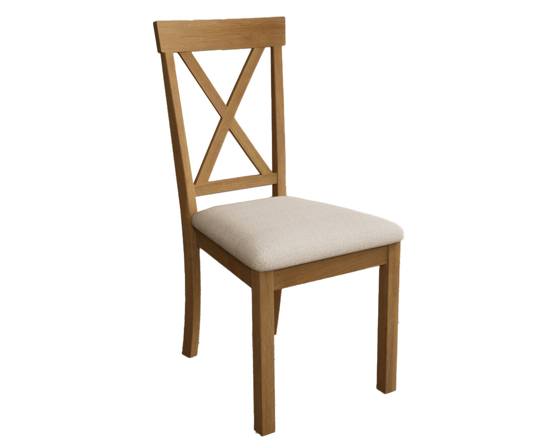 Photo 3 of Hertford solid oak dining chairs with linen seat pad