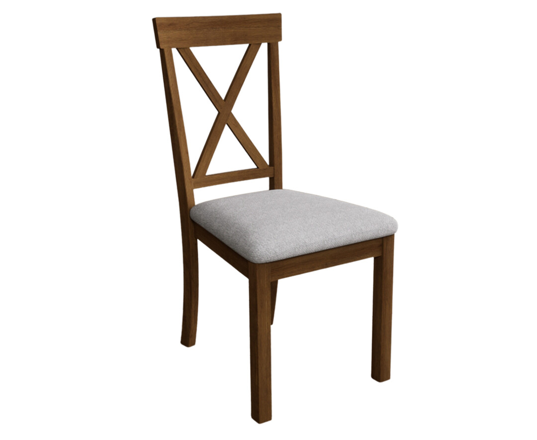 Photo 3 of Hertford rustic oak dining chairs with light grey fabric seat pad