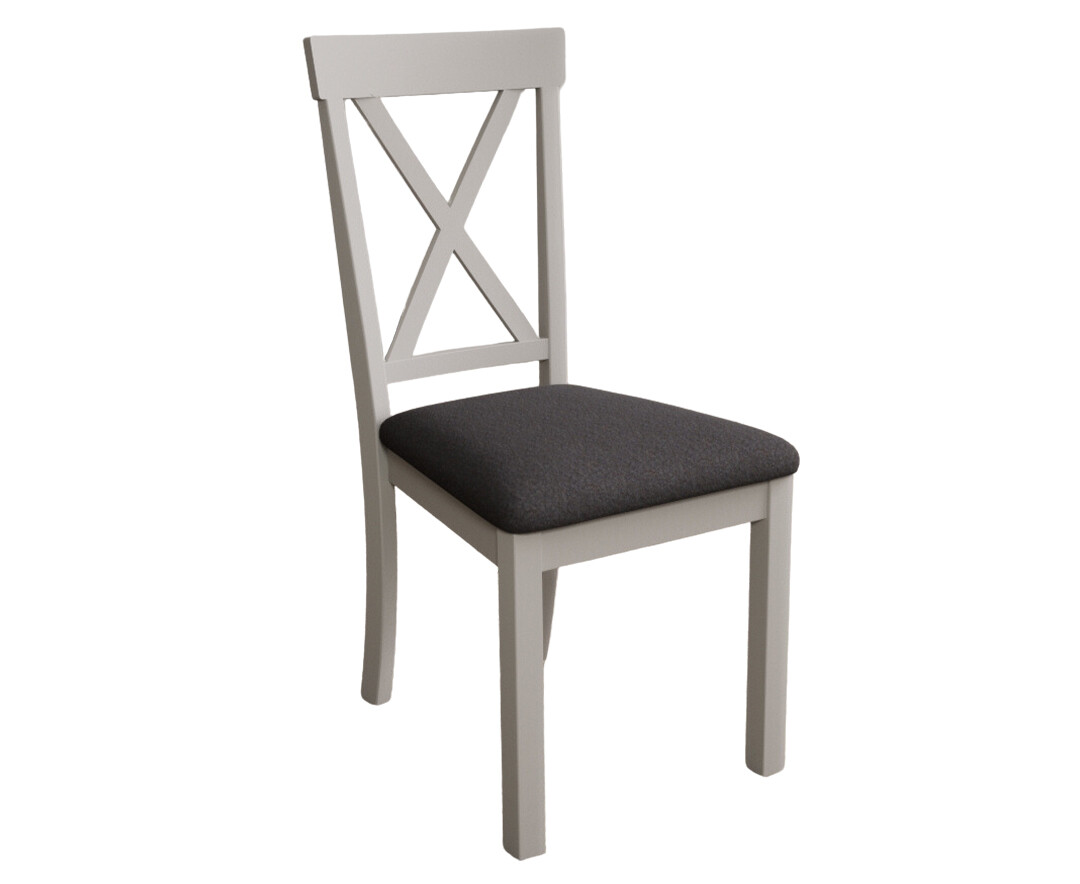 Photo 3 of Hertford soft white dining chairs with charcoal grey fabric seat pad