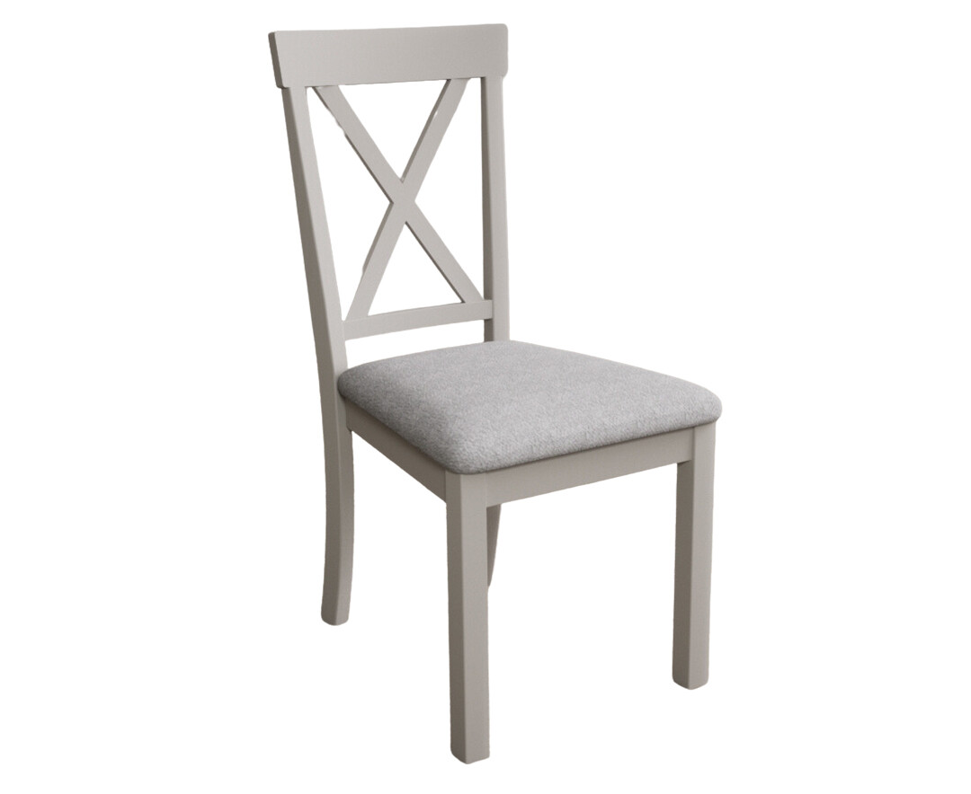 Photo 3 of Hertford soft white dining chairs with light grey fabric seat pad