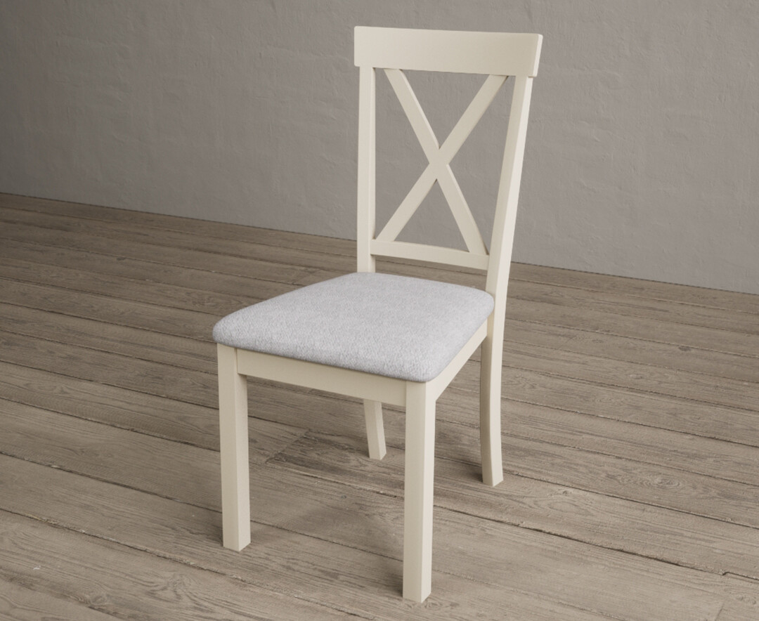 Photo 2 of Hertford cream dining chairs with light grey fabric seat pad
