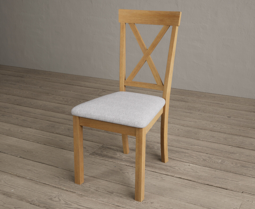 Photo 2 of Hertford solid oak dining chairs with light grey fabric seat pad