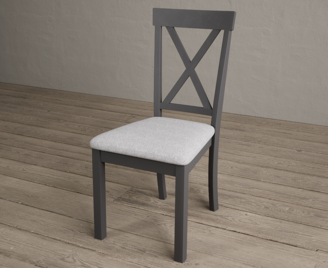 Photo 2 of Hertford charcoal grey dining chairs with light grey fabric seat pad