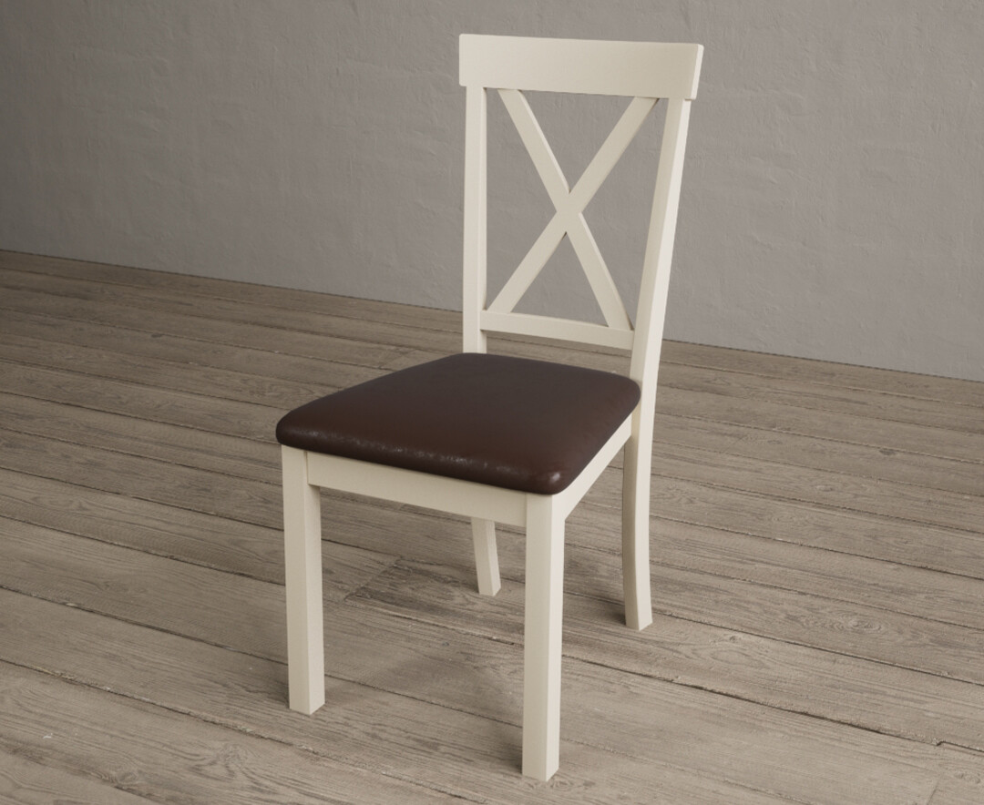 Photo 2 of Hertford cream dining chairs with brown suede seat pad