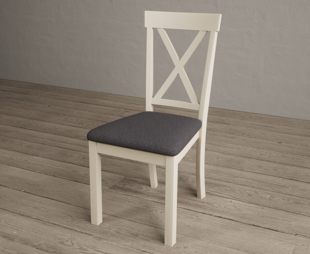 Photo 2 of Hertford cream dining chairs with charcoal grey fabric seat pad