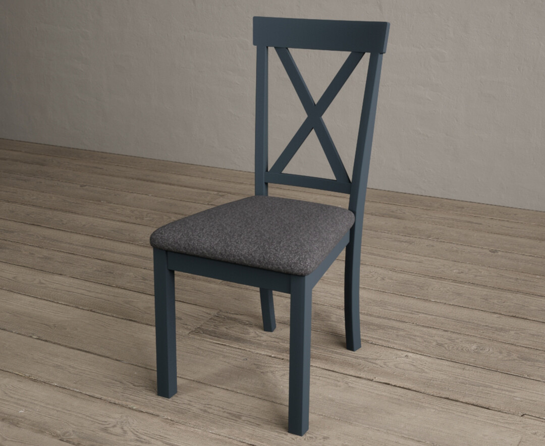 Photo 2 of Hertford dark blue dining chairs with charcoal grey fabric seat pad