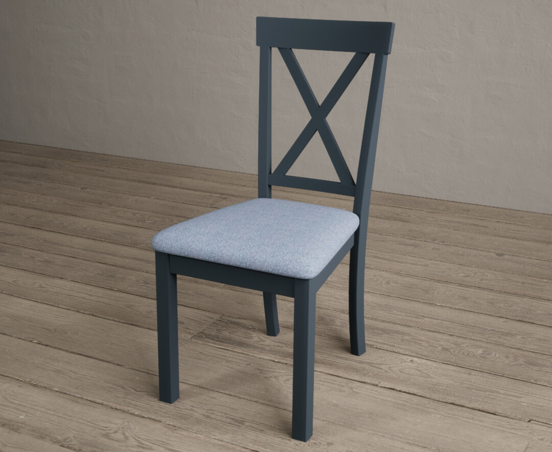 Photo 2 of Hertford dark blue dining chairs with blue fabric seat pad