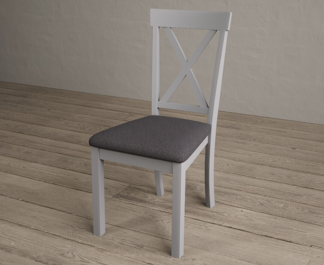 Photo 2 of Hertford light grey dining chairs with charcoal grey fabric seat pad