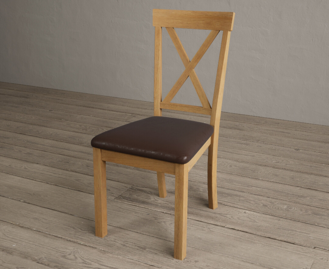 Photo 2 of Hertford solid oak dining chairs with brown suede seat pad