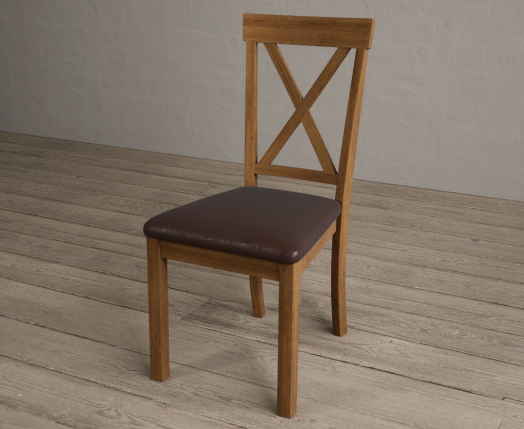 Photo 2 of Hertford rustic oak dining chairs with brown suede seat pad