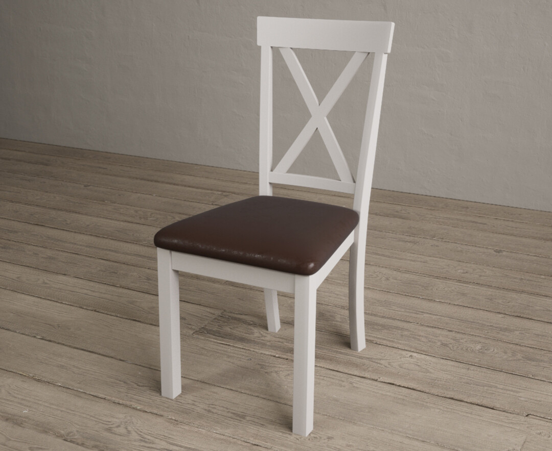 Photo 2 of Hertford soft white dining chairs with brown suede seat pad
