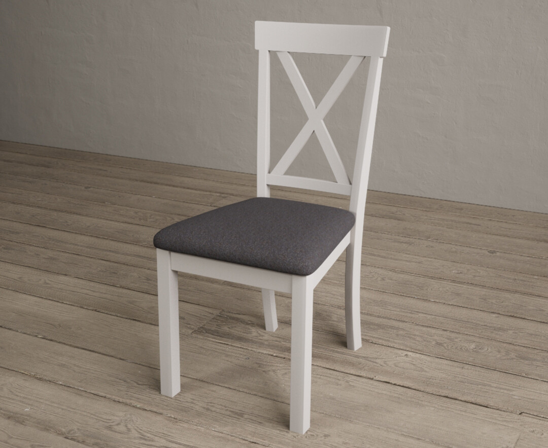 Photo 2 of Hertford soft white dining chairs with charcoal grey fabric seat pad