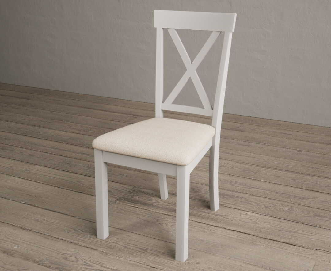 Photo 2 of Hertford soft white dining chairs with linen seat pad