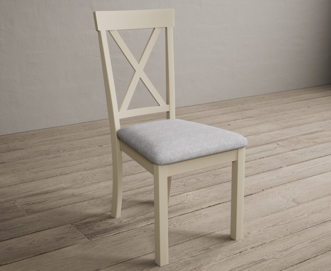 Photo 1 of Hertford cream dining chairs with light grey fabric seat pad
