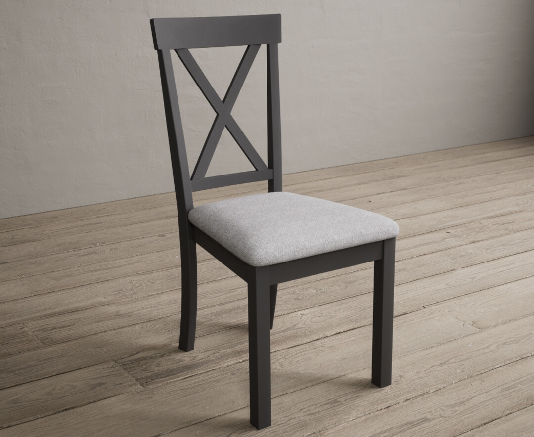 Photo 1 of Hertford charcoal grey dining chairs with light grey fabric seat pad