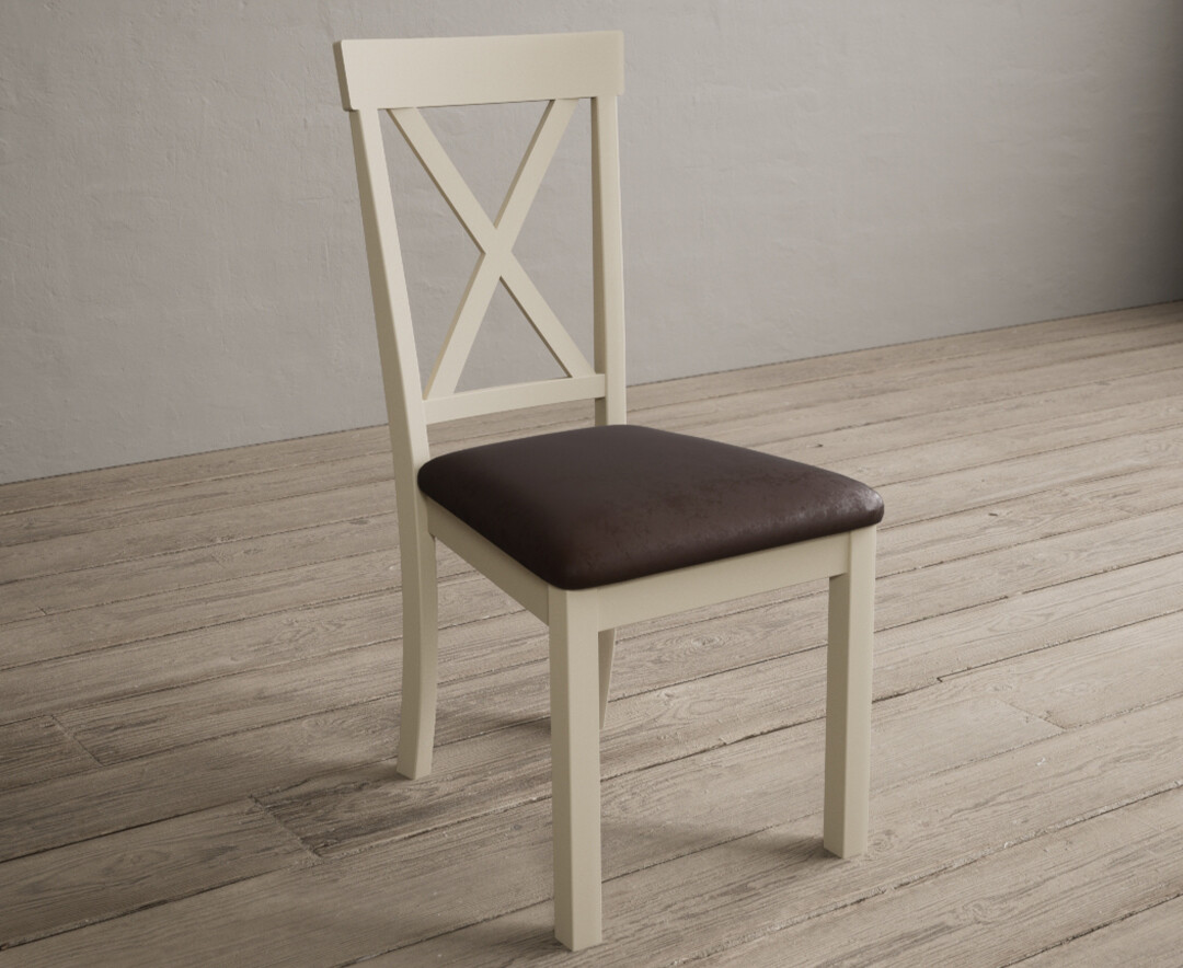 Photo 1 of Hertford cream dining chairs with brown suede seat pad