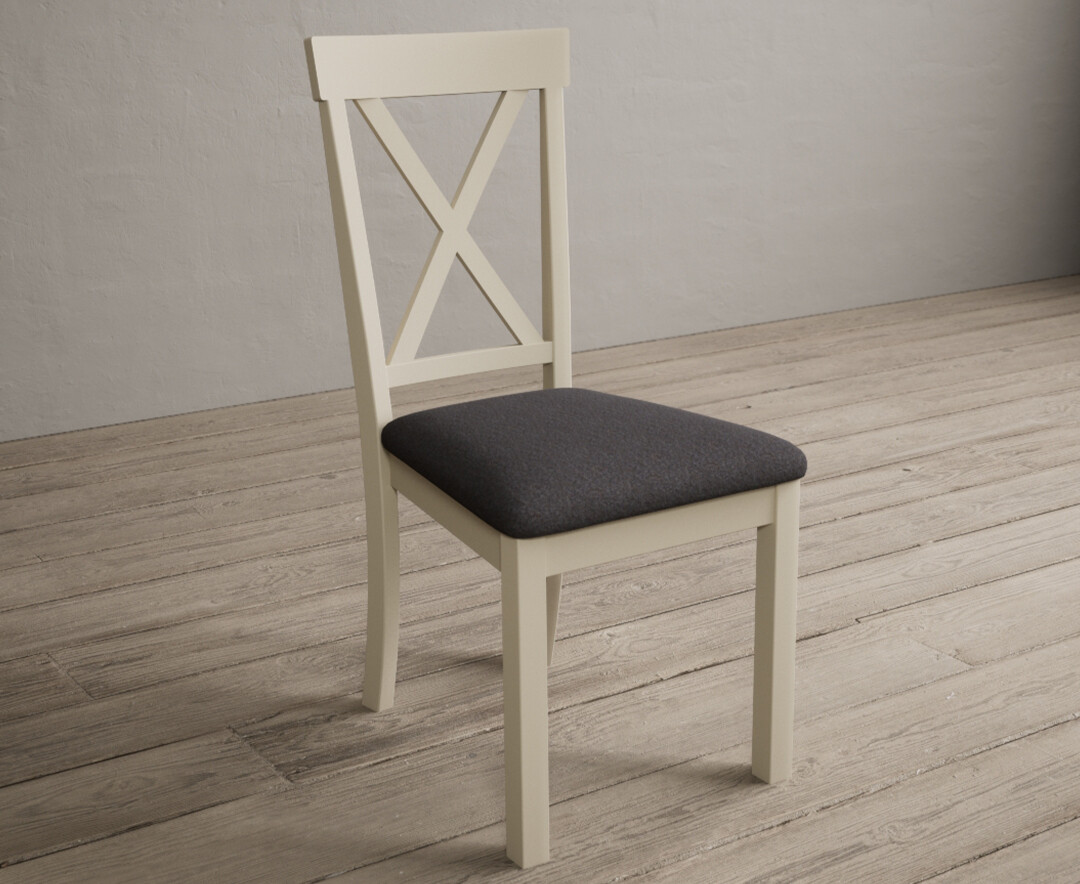 Photo 1 of Hertford cream dining chairs with charcoal grey fabric seat pad