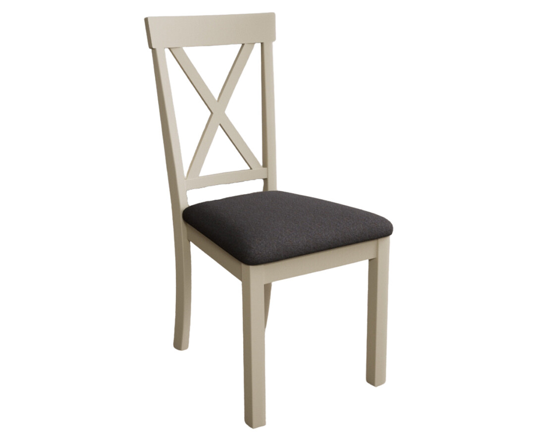 Photo 3 of Hertford cream dining chairs with charcoal grey fabric seat pad