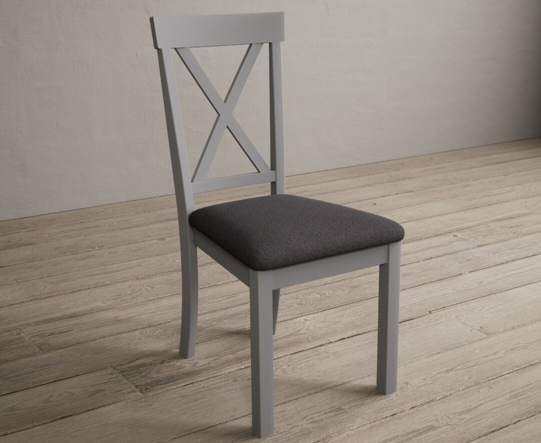Photo 1 of Hertford light grey dining chairs with charcoal grey fabric seat pad