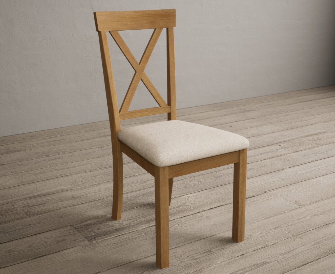 Photo 1 of Hertford solid oak dining chairs with linen seat pad