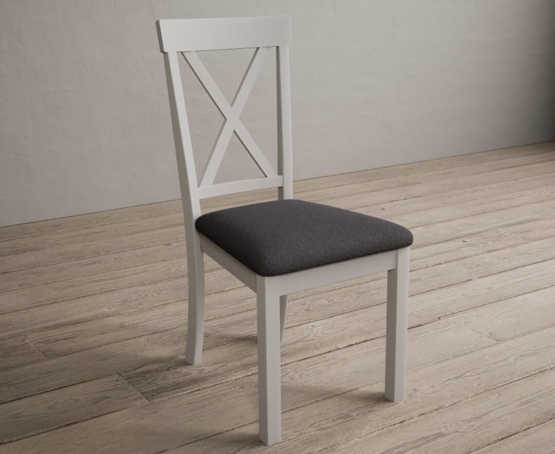 Photo 1 of Hertford soft white dining chairs with charcoal grey fabric seat pad