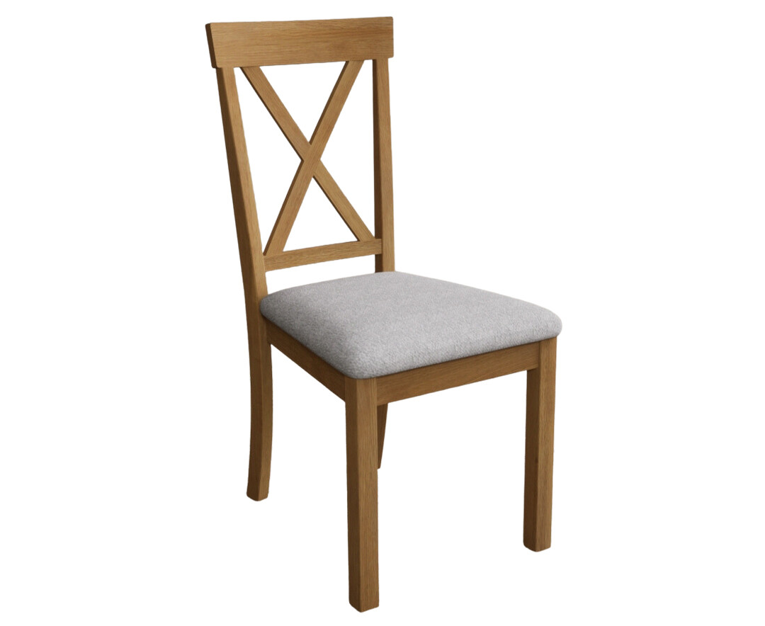 Photo 3 of Hertford solid oak dining chairs with light grey fabric seat pad