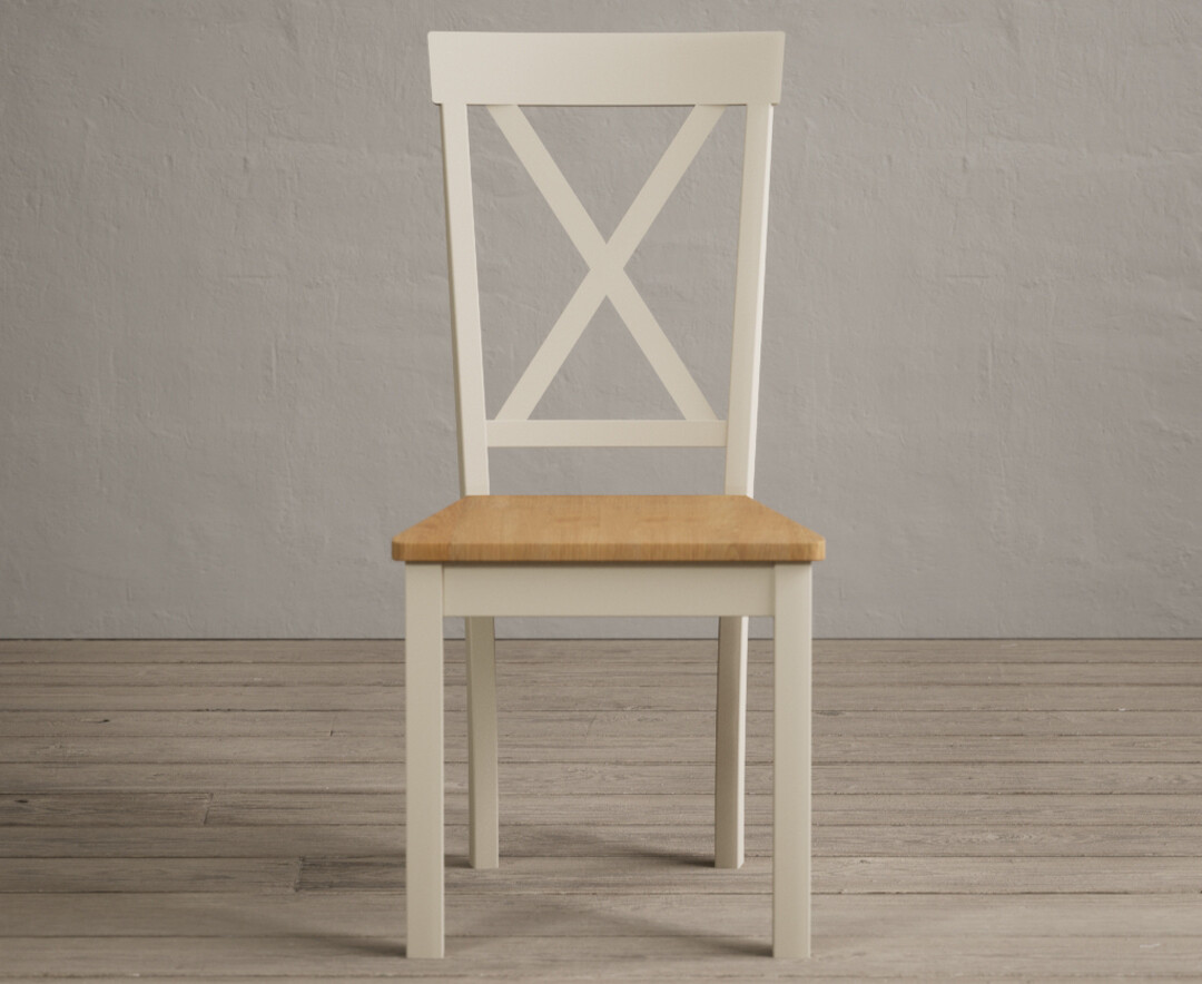 Product photograph of Hertford Cream Dining Chairs With Oak Seat Pad from Oak Furniture Superstore