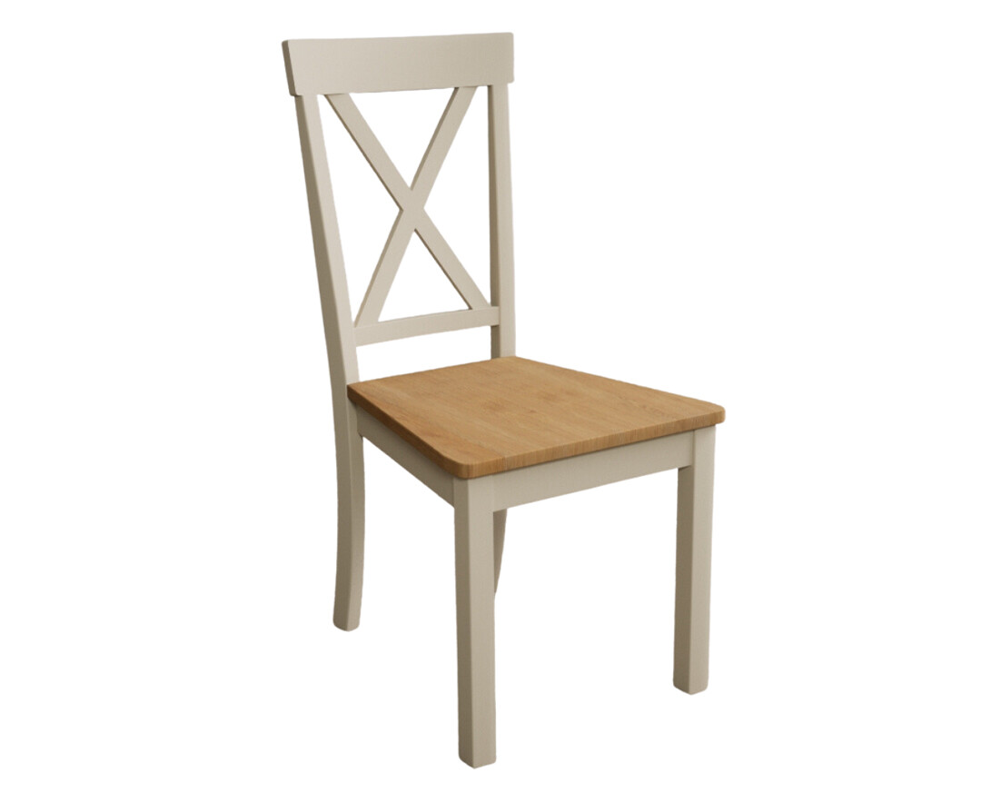 Photo 3 of Hertford cream dining chairs with oak seat pad