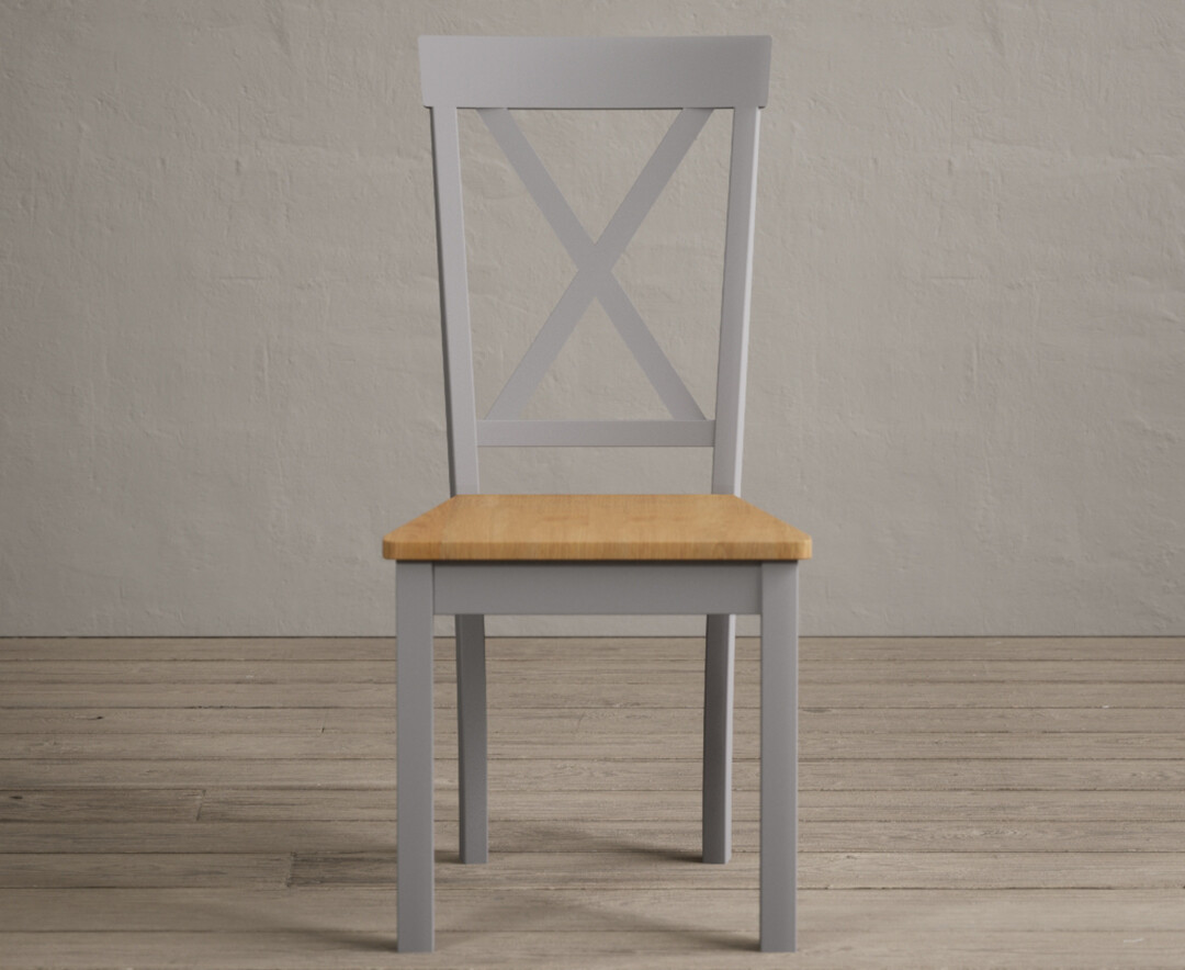 Product photograph of Hertford Light Grey Dining Chairs With Oak Seat Pad from Oak Furniture Superstore
