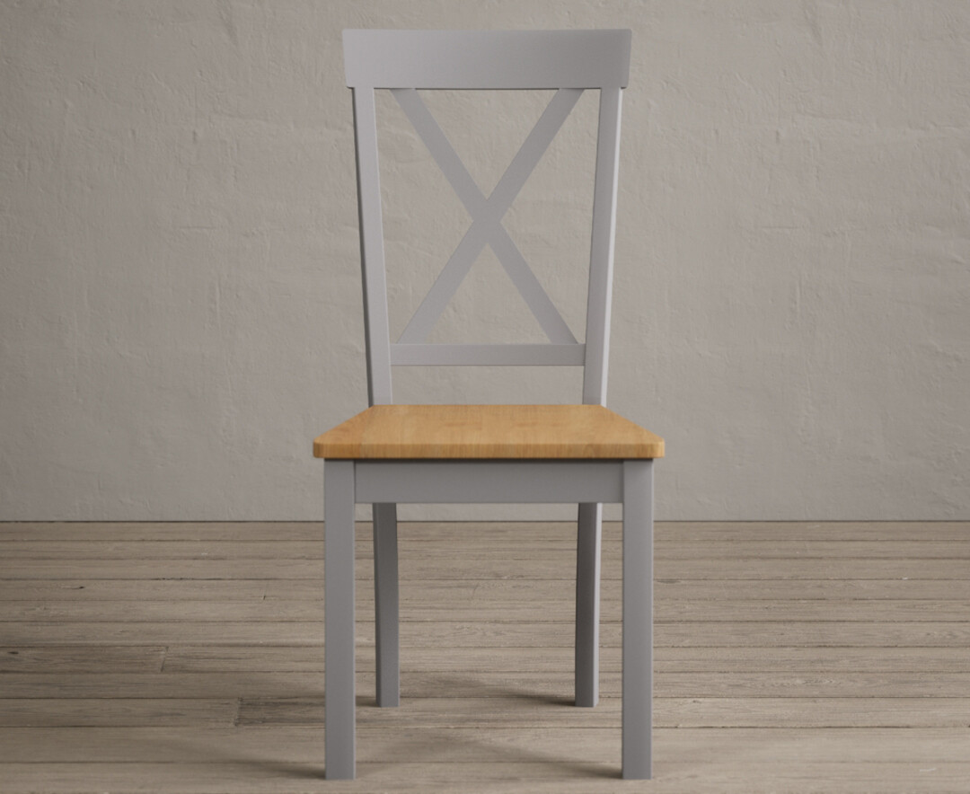 Hertford Light Grey Dining Chairs With Oak Seat Pad