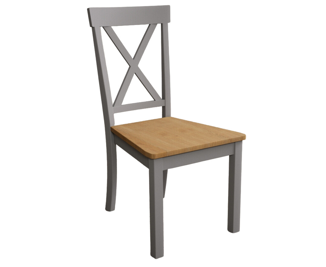 Photo 3 of Hertford light grey dining chairs with oak seat pad