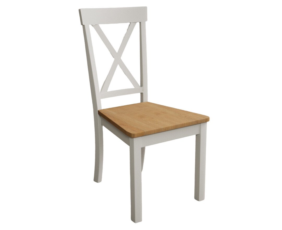 Photo 3 of Hertford signal white dining chairs with oak seat pad