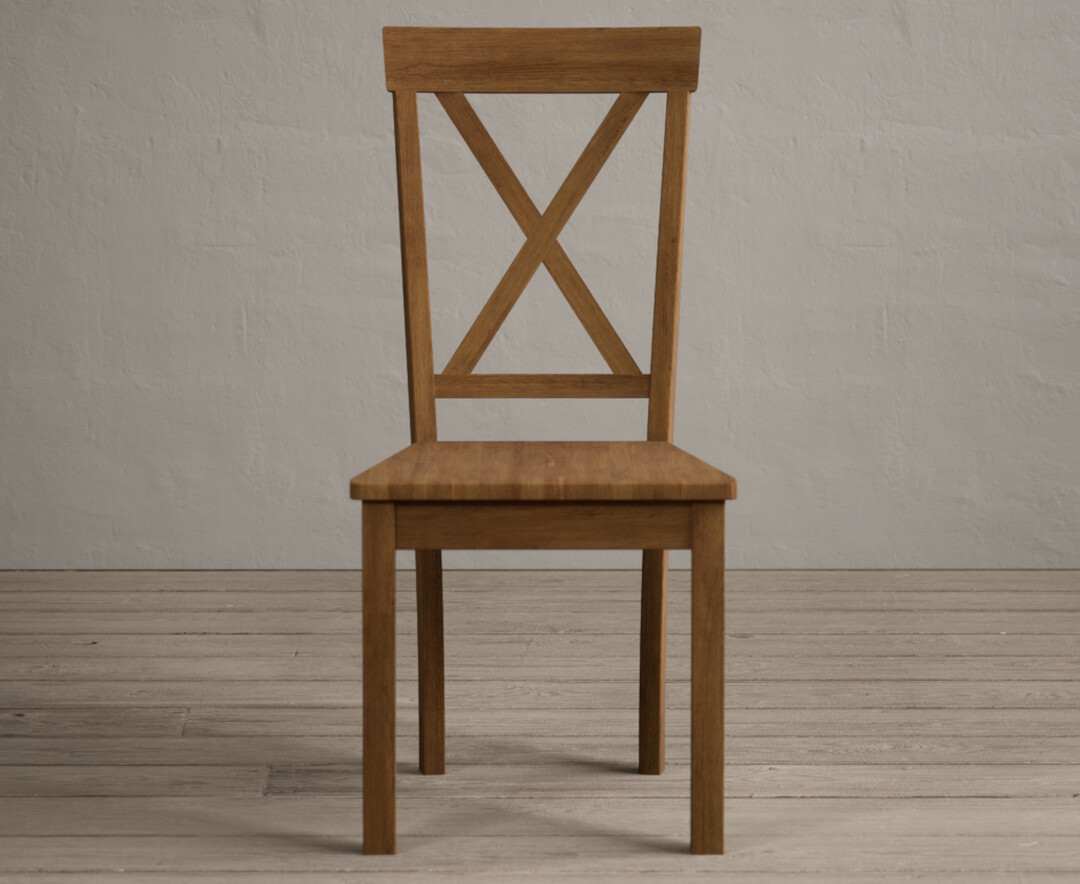 Product photograph of Hertford Rustic Oak Dining Chairs With Rustic Seat Pad from Oak Furniture Superstore