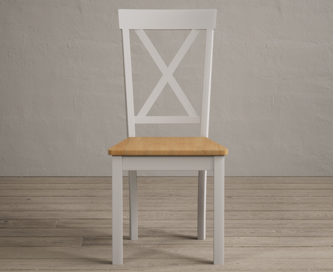 Hertford Soft White Dining Chairs With Oak Seat Pad